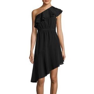 Likely Delbarton Dress one shoulder Ruffle fit and flare